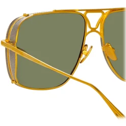 Linda Farrow - Enzo Aviator Sunglasses in Yellow Gold - LFL1393C1SUN - Linda Farrow Eyewear - Avvenice