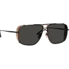 Linda Farrow - Enzo Aviator Sunglasses in Nickel - LFL1393C2SUN - Linda Farrow Eyewear - Avvenice