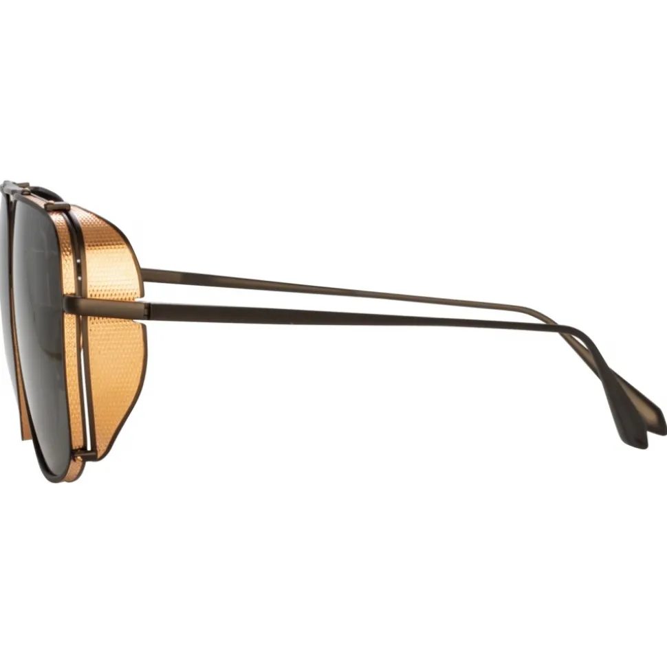 Linda Farrow - Enzo Aviator Sunglasses in Nickel - LFL1393C2SUN - Linda Farrow Eyewear - Avvenice