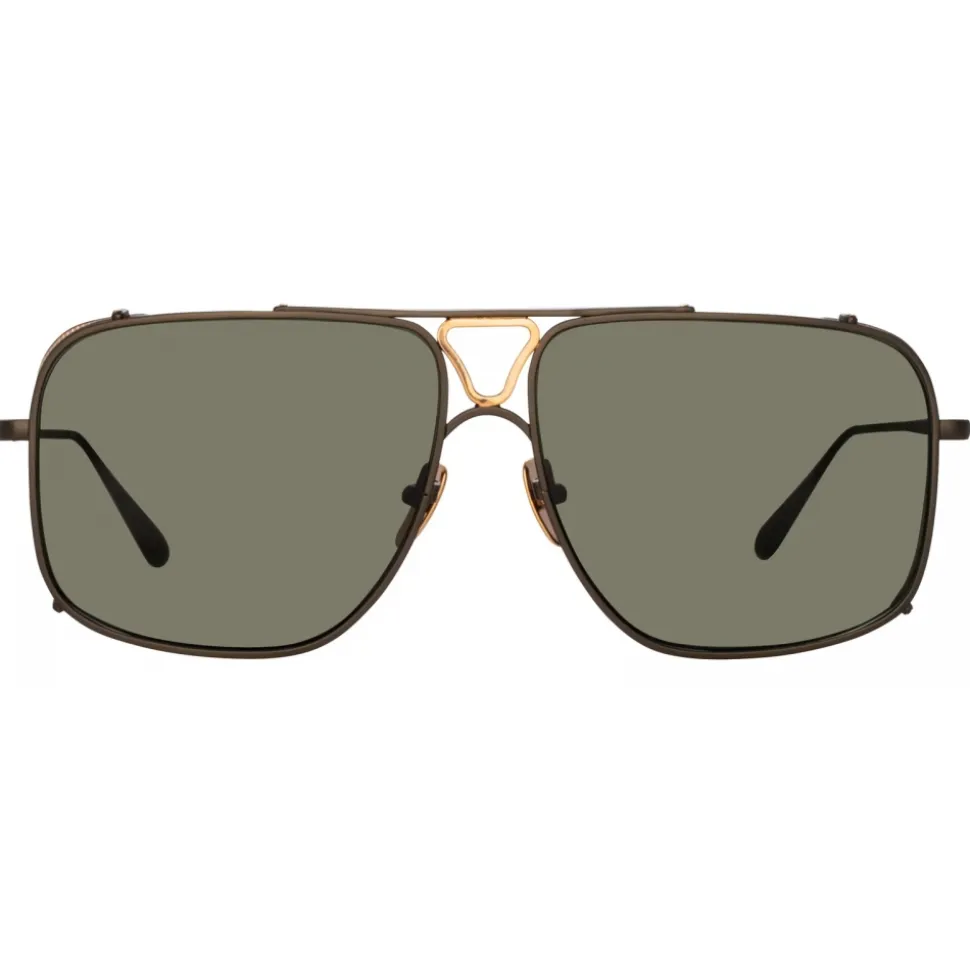 Linda Farrow - Enzo Aviator Sunglasses in Nickel - LFL1393C2SUN - Linda Farrow Eyewear - Avvenice