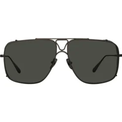 Linda Farrow - Enzo Aviator Sunglasses in Matt Nickel and Grey - LFL1393C3SUN - Linda Farrow Eyewear - Avvenice
