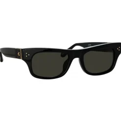 Linda Farrow - Falck Rectangular Sunglasses in Black - LFL1448C1SUN - Linda Farrow Eyewear - Avvenice