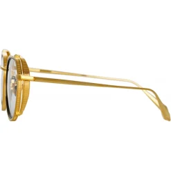 Linda Farrow - Falcon Angular Optical Glasses in Yellow Gold - LFL1387C1OPT - Linda Farrow Eyewear - Avvenice