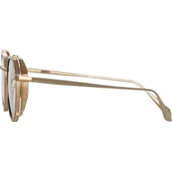 Linda Farrow - Falcon Angular Optical Glasses in Light Gold - LFL1387C2OPT - Linda Farrow Eyewear - Avvenice