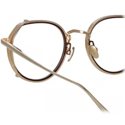 Linda Farrow - Falcon Angular Optical Glasses in Light Gold - LFL1387C2OPT - Linda Farrow Eyewear - Avvenice