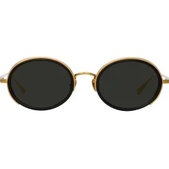 Linda Farrow - Finn Oval Sunglasses in Yellow Gold - Linda Farrow Eyewear - Avvenice