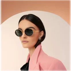 Linda Farrow - Finn Oval Sunglasses in Yellow Gold - Linda Farrow Eyewear - Avvenice