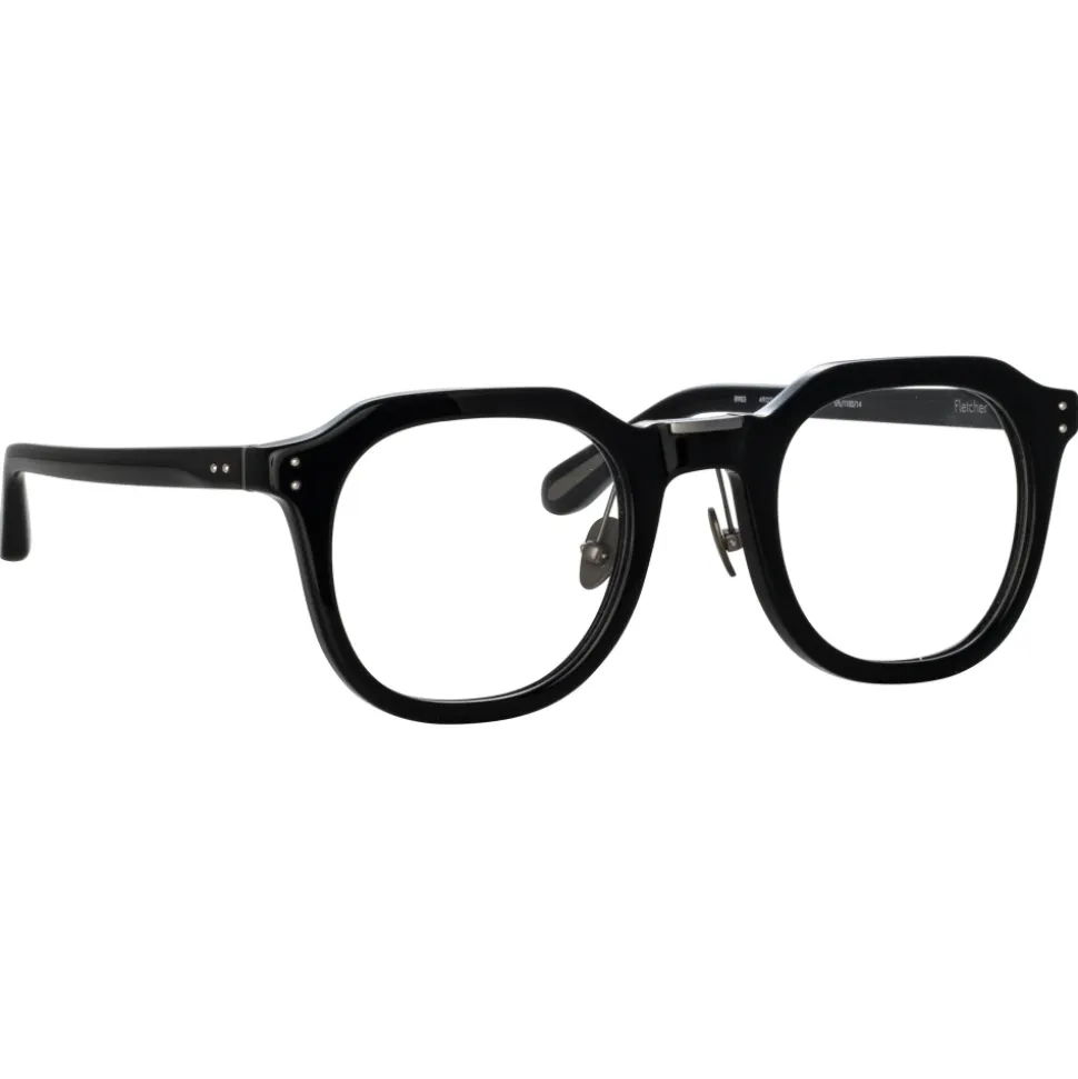 Linda Farrow - Fletcher Angular Optical Frame in Black and Nickel - LFL1103C14OPT - Linda Farrow Eyewear - Avvenice