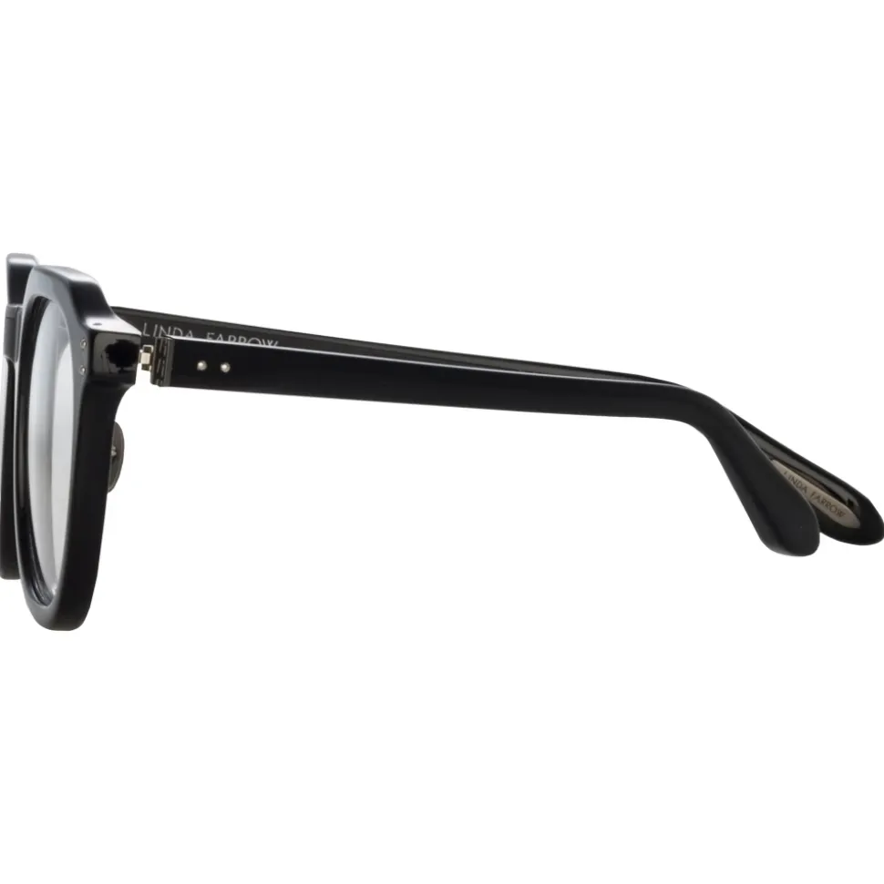 Linda Farrow - Fletcher Angular Optical Frame in Black and Nickel - LFL1103C14OPT - Linda Farrow Eyewear - Avvenice