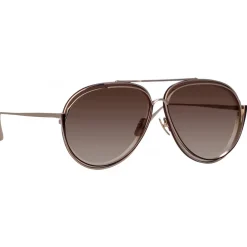 Linda Farrow - Francisco Aviator Sunglasses in Light Gold - LFL1410C3SUN - Linda Farrow Eyewear - Avvenice