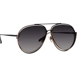Linda Farrow - Francisco Aviator Sunglasses in Nickel - LFL1410C1SUN - Linda Farrow Eyewear - Avvenice