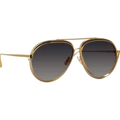 Linda Farrow - Francisco Aviator Sunglasses in Yellow Gold - LFL1410C2SUN - Linda Farrow Eyewear - Avvenice