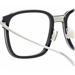 Linda Farrow - Franklin Rectangular Optical Glasses in Black White Gold - LFL1185C2OPT - Linda Farrow Eyewear - Avvenice
