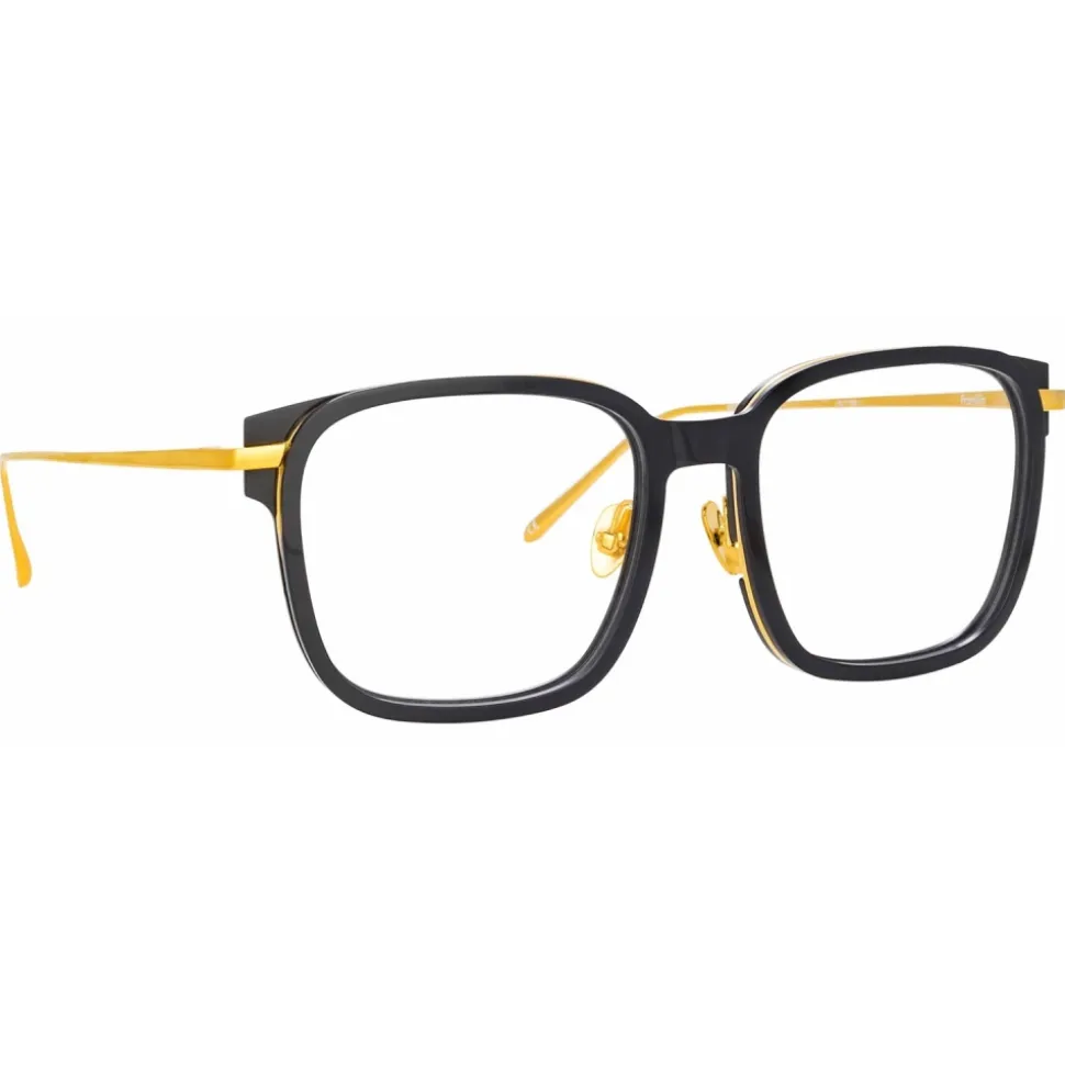 Linda Farrow - Franklin Rectangular Optical Glasses in Black Yellow Gold - LFL1185C1OPT - Linda Farrow Eyewear - Avvenice
