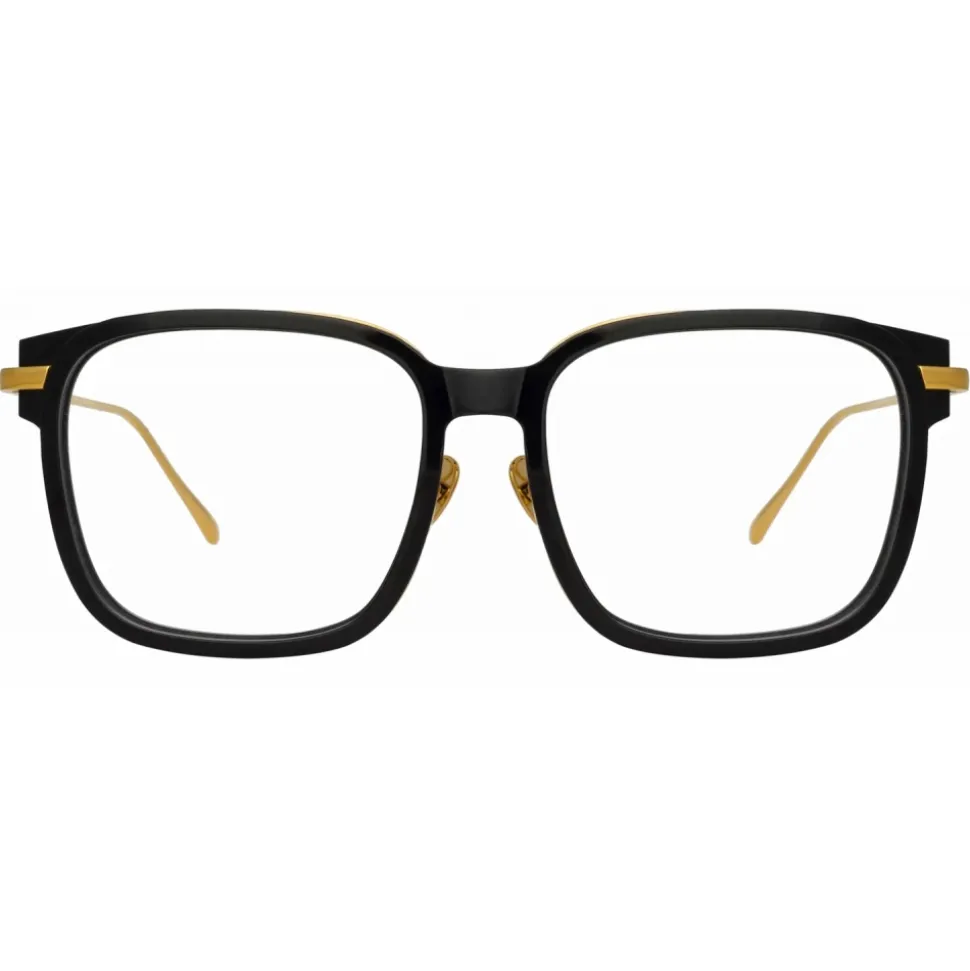 Linda Farrow - Franklin Rectangular Optical Glasses in Black Yellow Gold - LFL1185C1OPT - Linda Farrow Eyewear - Avvenice