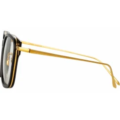Linda Farrow - Franklin Rectangular Optical Glasses in Black Yellow Gold - LFL1185C1OPT - Linda Farrow Eyewear - Avvenice