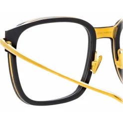 Linda Farrow - Franklin Rectangular Optical Glasses in Black Yellow Gold - LFL1185C1OPT - Linda Farrow Eyewear - Avvenice