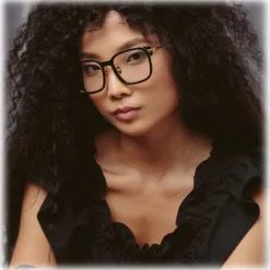 Linda Farrow - Franklin Rectangular Optical Glasses in Black Yellow Gold - LFL1185C1OPT - Linda Farrow Eyewear - Avvenice