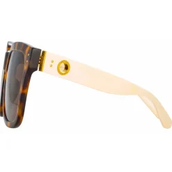 Linda Farrow - Freya Square Sunglasses in Tortoiseshell Cream - LFL1175C2SUN - Linda Farrow Eyewear - Avvenice