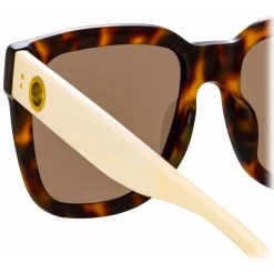 Linda Farrow - Freya Square Sunglasses in Tortoiseshell Cream - LFL1175C2SUN - Linda Farrow Eyewear - Avvenice