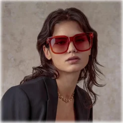 Linda Farrow - Freya Square Sunglasses in Amber - LFL1175C9SUN - Linda Farrow Eyewear - Avvenice
