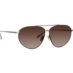 Linda Farrow - Gabriel Oversized Sunglasses in Light Gold - LFL1391C2SUN - Linda Farrow Eyewear - Avvenice