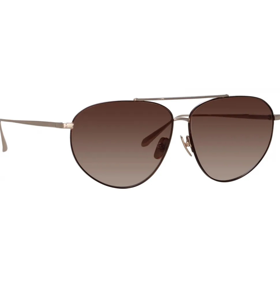 Linda Farrow - Gabriel Oversized Sunglasses in Light Gold - LFL1391C2SUN - Linda Farrow Eyewear - Avvenice