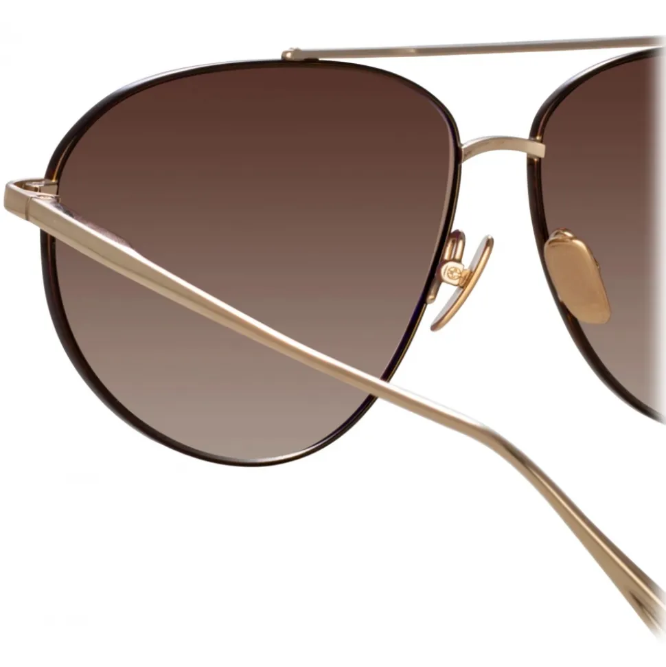 Linda Farrow - Gabriel Oversized Sunglasses in Light Gold - LFL1391C2SUN - Linda Farrow Eyewear - Avvenice