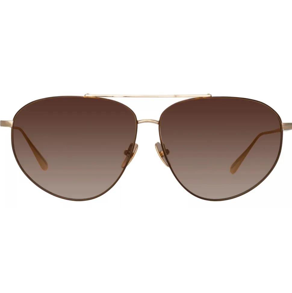 Linda Farrow - Gabriel Oversized Sunglasses in Light Gold - LFL1391C2SUN - Linda Farrow Eyewear - Avvenice