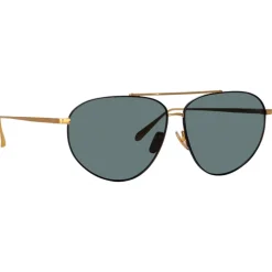 Linda Farrow - Gabriel Oversized Sunglasses in Yellow Gold - LFL1391C1SUN - Linda Farrow Eyewear - Avvenice