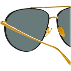 Linda Farrow - Gabriel Oversized Sunglasses in Yellow Gold - LFL1391C1SUN - Linda Farrow Eyewear - Avvenice