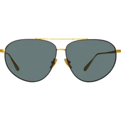 Linda Farrow - Gabriel Oversized Sunglasses in Yellow Gold - LFL1391C1SUN - Linda Farrow Eyewear - Avvenice