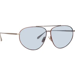 Linda Farrow - Gabriel Oversized Sunglasses in Light Gold Blue - LFL1391C3SUN - Linda Farrow Eyewear - Avvenice