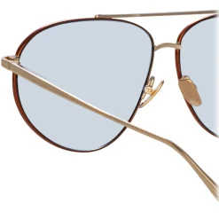 Linda Farrow - Gabriel Oversized Sunglasses in Light Gold Blue - LFL1391C3SUN - Linda Farrow Eyewear - Avvenice