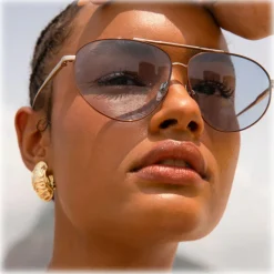 Linda Farrow - Gabriel Oversized Sunglasses in Light Gold Blue - LFL1391C3SUN - Linda Farrow Eyewear - Avvenice