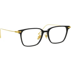 Linda Farrow - Gehry A Rectangular Optical Glasses in Black Yellow Gold - LF37AC1OPT - Linda Farrow Eyewear - Avvenice