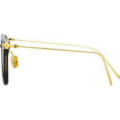 Linda Farrow - Gehry A Rectangular Optical Glasses in Black Yellow Gold - LF37AC1OPT - Linda Farrow Eyewear - Avvenice
