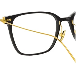 Linda Farrow - Gehry A Rectangular Optical Glasses in Black Yellow Gold - LF37AC1OPT - Linda Farrow Eyewear - Avvenice