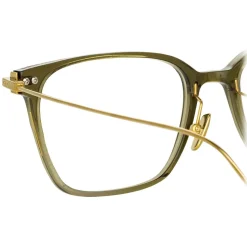 Linda Farrow - Gehry Rectangular Optical Glasses in Light Gold Green - LF37AC2OPT - Linda Farrow Eyewear - Avvenice