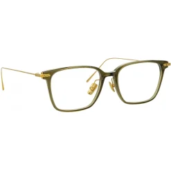 Linda Farrow - Gehry Rectangular Optical Glasses in Light Gold Green - LF37C3OPT - Linda Farrow Eyewear - Avvenice