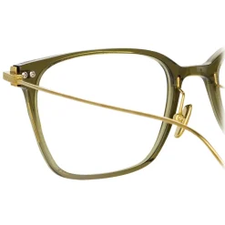 Linda Farrow - Gehry Rectangular Optical Glasses in Light Gold Green - LF37C3OPT - Linda Farrow Eyewear - Avvenice