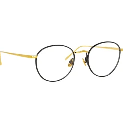 Linda Farrow - Harrison Oval Optical Glasses in Black Yellow Gold - LFL940C1OPT - Linda Farrow Eyewear - Avvenice