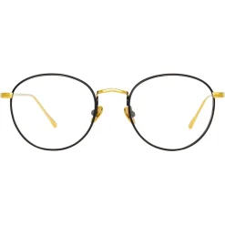 Linda Farrow - Harrison Oval Optical Glasses in Black Yellow Gold - LFL940C1OPT - Linda Farrow Eyewear - Avvenice