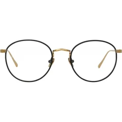 Linda Farrow - Harrison Oval Optical Glasses in Black Light Gold - LFL940C3OPT - Linda Farrow Eyewear - Avvenice