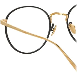 Linda Farrow - Harrison Oval Optical Glasses in Black Light Gold - LFL940C3OPT - Linda Farrow Eyewear - Avvenice