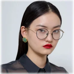 Linda Farrow - Harrison Oval Optical Glasses in Black Light Gold - LFL940C3OPT - Linda Farrow Eyewear - Avvenice