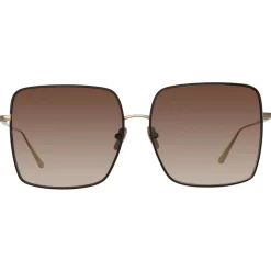 Linda Farrow - Hina Square Sunglasses in Brown - LFL1458C3SUN - Linda Farrow Eyewear - Avvenice