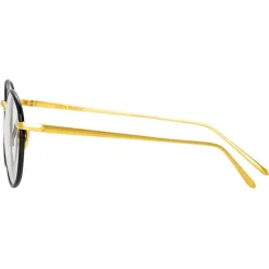 Linda Farrow - Hoffman Oval Optical Glasses in Black Yellow Gold - LFL1034C1OPT - Linda Farrow Eyewear - Avvenice