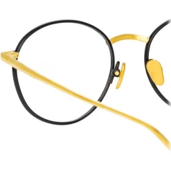 Linda Farrow - Hoffman Oval Optical Glasses in Black Yellow Gold - LFL1034C1OPT - Linda Farrow Eyewear - Avvenice
