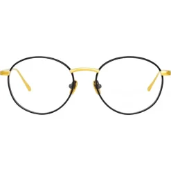 Linda Farrow - Hoffman Oval Optical Glasses in Black Yellow Gold - LFL1034C1OPT - Linda Farrow Eyewear - Avvenice